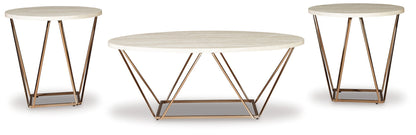 Tarica - Occasional Table Set (Set of 3) - White / Metallic