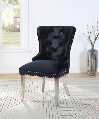 D2082 - Velvet Dining Side Chair With Chrome Legs (Set of 2)