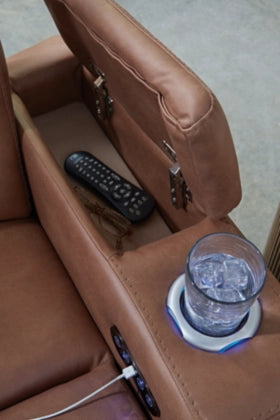 Clean-Slate Dual Power Reclining Loveseat with Console