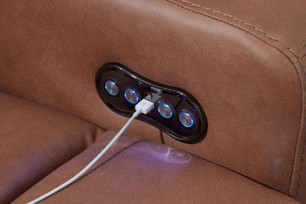 Clean-Slate Dual Power Reclining Loveseat with Console