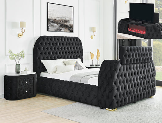 Natalia Bed W/Fireplace & TV Lift