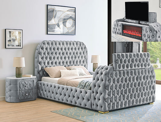 Natalia Bed W/Fireplace & TV Lift