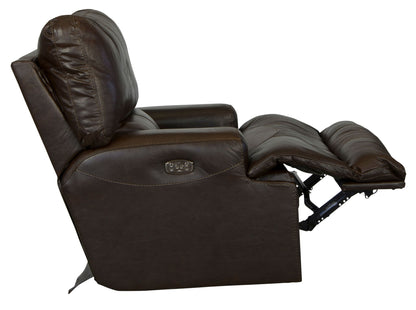 Wembley - Italian Leather Match Power Lay Flat Recliner With Power Adjustable Headrest & Lumbar - Chocolate