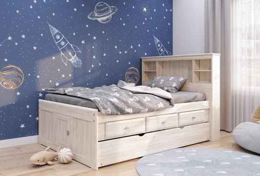 Bookcase Captains Bed in Ash