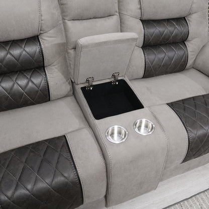 U142 - Motion Sofa With Drop Down, And Two Wireless Chargers - Charcoal