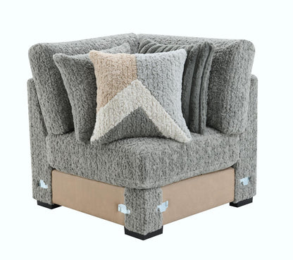 U282 - 6 Piece Setional With Right Chaise (1 LAF + 1 Wedge + 2 Armless Chair + 1 Console + 1 RAF Chaise) - Gray