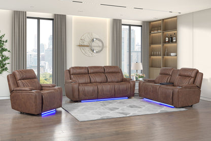 Carrow - Glider Recliner With Power Headrest & Footrest, Stereo, Massage - Brown
