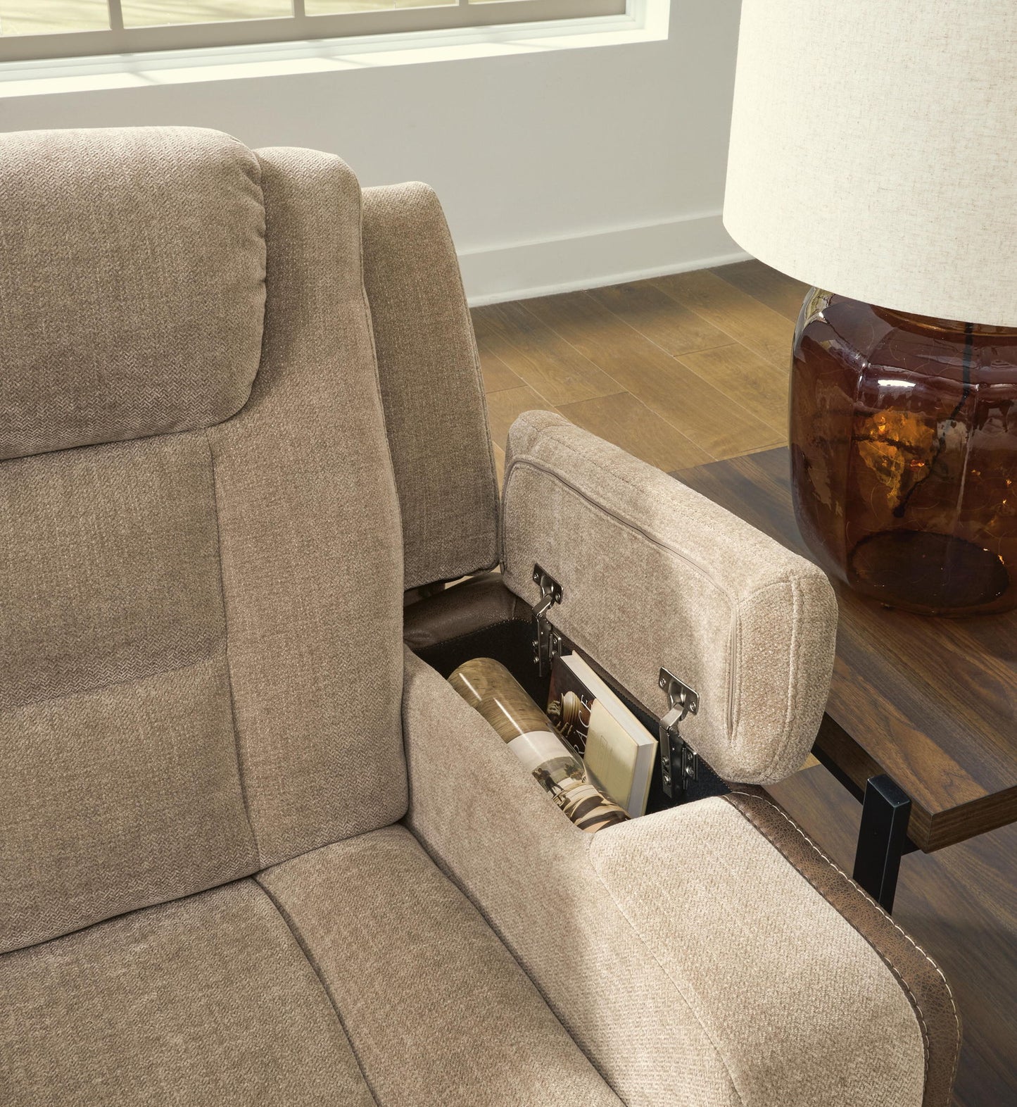 Mixed Motion - Power Reclining Sofa With Adjustable Headrest - Brownstone