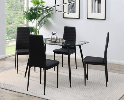 D340 - 5 Piece Dining Room Set (Table, 4 Chairs) - Black