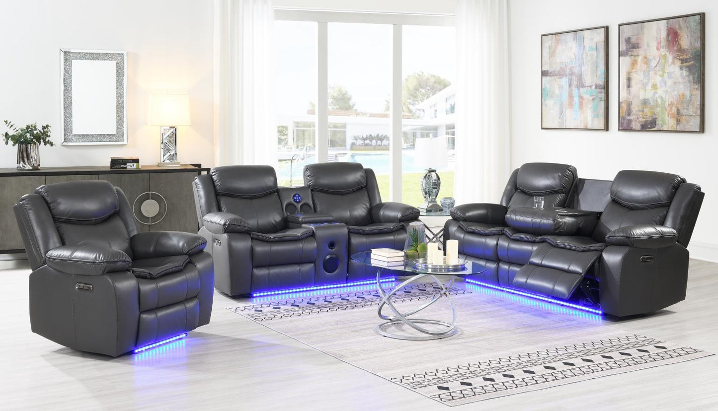 U101 - Power Reclining Loveseat With LED Light & Speaker - Gray