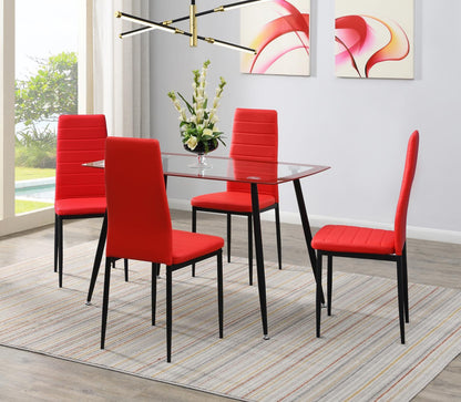 D341 - 5 Piece Dining Room Set (Table, 4 Chairs) - Red