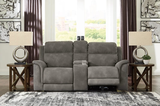 Next-Gen DuraPella Performance Fabric Dual Power Reclining Loveseat with Console