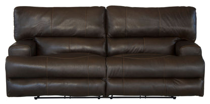 Wembley - Italian Leather Match Power Lay Flat Reclining Sofa With Power Adjustable Headrest & Lumbar - Chocolate