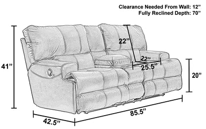 Wembley - Italian Leather Match Power Lay Flat Reclining Console Loveseat With Power Adjustable Headrest & Lumbar - Chocolate