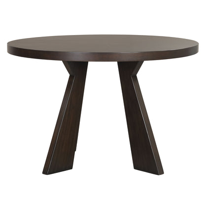Chestnut Ridge - 5 Piece Dining Room Set (Round 47" Table & 4 Chairs) - Brown / Beige