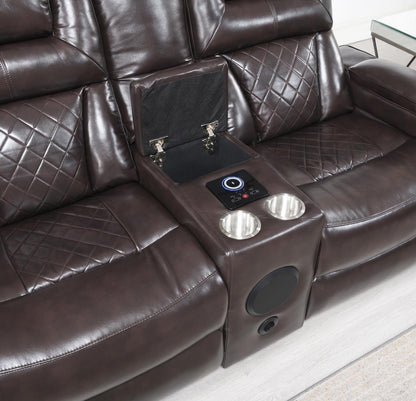 U104 - Power Reclining Loveseat - Dark Brown