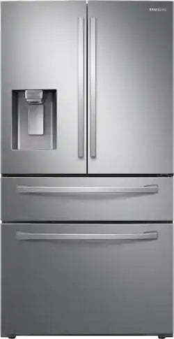Samsung - 22.6 cu. ft. 4-Door French Door Counter Depth Smart Refrigerator with FlexZone Drawer - Stainless Steel OUTLET