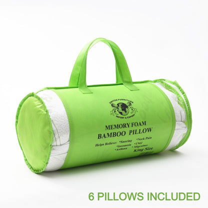 Memory Foam Pillows - Shredded Bamboo Memory Foam Pillow (Set of 6)