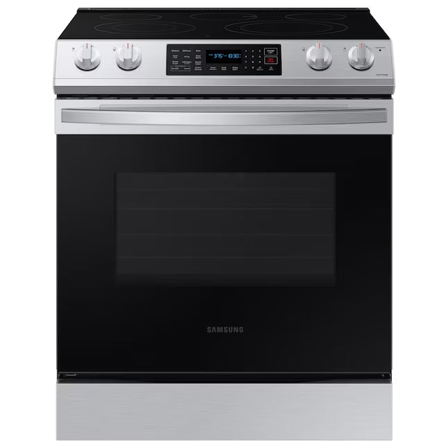 30-in Glass Top 5 burners 6.3-cu ft Air Fry Slide-In Electric Range (Fingerprint Resistant Stainless Steel)