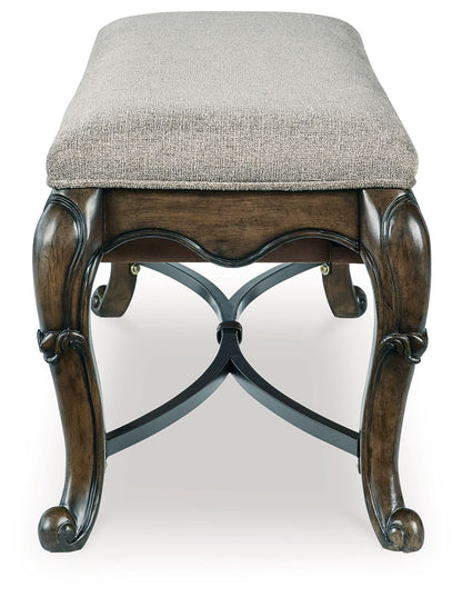 Maylee - 11 Pc. - Dining Extension Table, 4 Side Chairs, 2 Arm Chairs, Storage Bench, Buffet And Hutch - Dark Brown