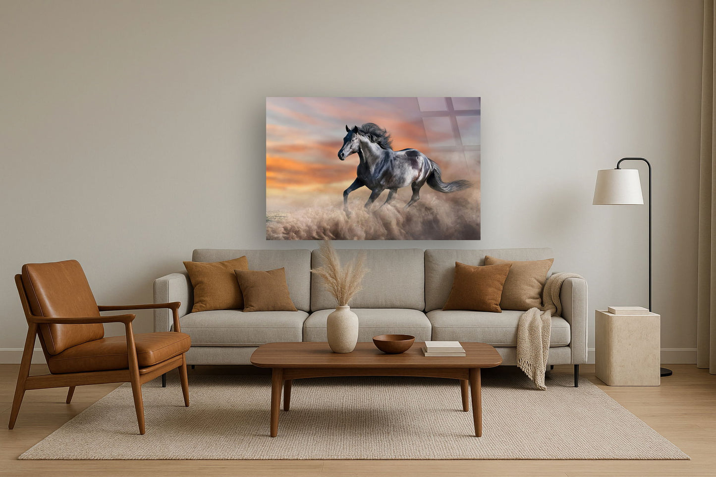 Tempered Glass With Foil - Running Horse - Light Brown