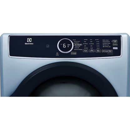 8 cu.ft. Electric Dryer vented Front Load Perfect Steam Dryer with Instant Refresh in Glacier Blue