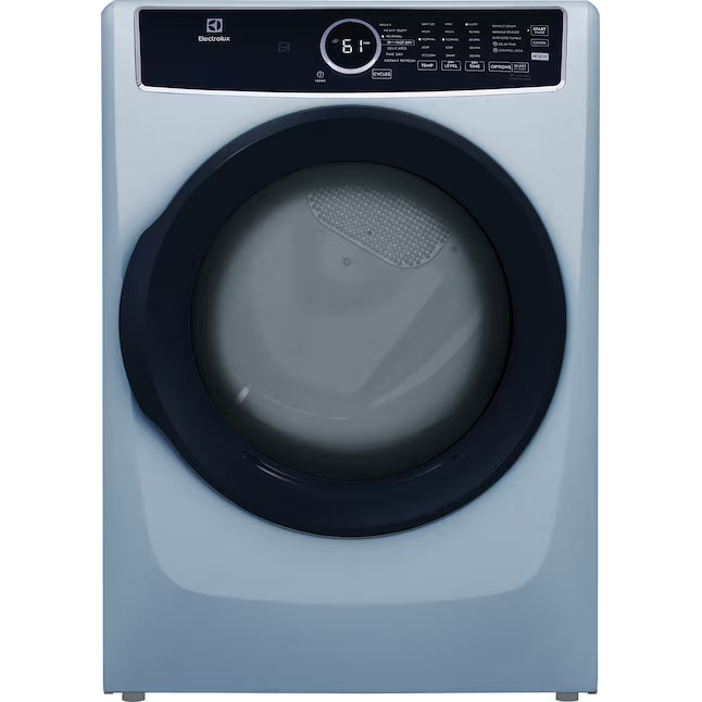8 cu.ft. Electric Dryer vented Front Load Perfect Steam Dryer with Instant Refresh in Glacier Blue