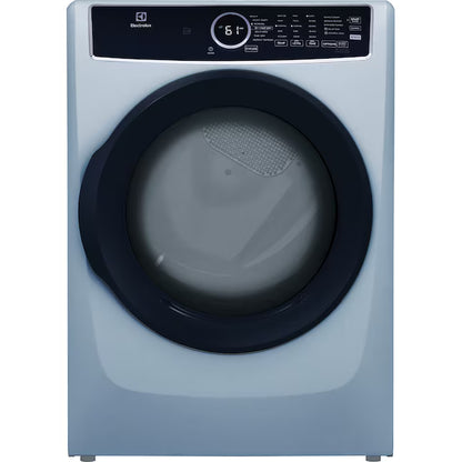 8 cu.ft. Electric Dryer vented Front Load Perfect Steam Dryer with Instant Refresh in Glacier Blue