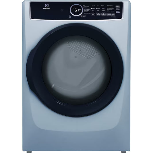 8 cu.ft. Electric Dryer vented Front Load Perfect Steam Dryer with Instant Refresh in Glacier Blue