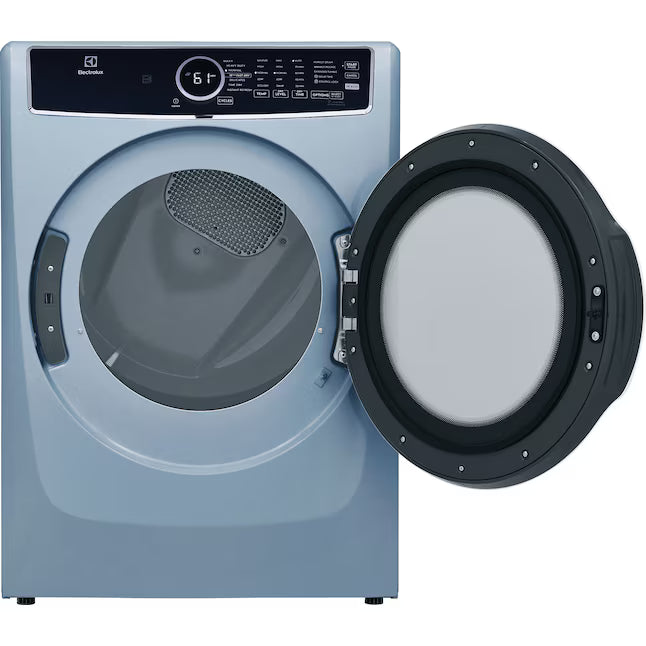 8 cu.ft. Electric Dryer vented Front Load Perfect Steam Dryer with Instant Refresh in Glacier Blue