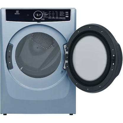 8 cu.ft. Electric Dryer vented Front Load Perfect Steam Dryer with Instant Refresh in Glacier Blue