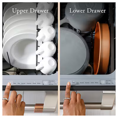 Cafe 24-in Top Control 2 Drawer Dishwasher ( Matte White with Brushed Bronze Handles ) 46-Decibel Very Quiet Sound Level