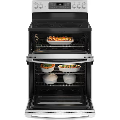30 in. Burner Element Free-Standing Double Oven Electric Range in Stainless Steel with Convection and Air Fry