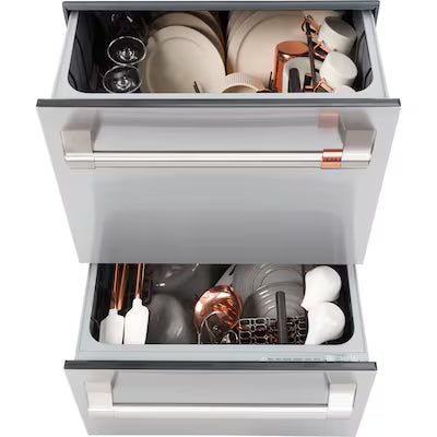 Cafe 24-in Top Control 2 Drawer Dishwasher ( Stainless Steel with Brushed Stainless Handles ) 46-Decibel Very Quiet Sound Level