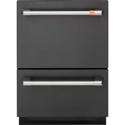 Cafe 24-in Top Control 2 Drawer Dishwasher ( Matte Black with Brushed Stainless Handles ) 46-Decibel Very Quiet Sound Level