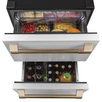 Cafe 5.7 cu. ft. Built-in Undercounter Dual Drawer Refrigerator with Adjustable Storge in Matte White, Fingerprint Resistant
