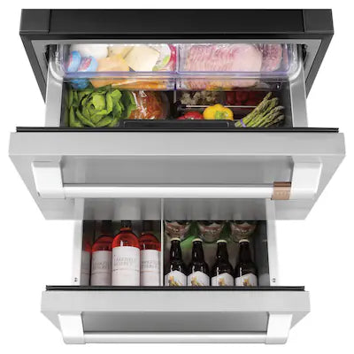 Cafe 5.7 cu. ft. Built-in Undercounter Dual-Drawer Refrigerator with Multi Purpose Storage Options in Stainless Steel