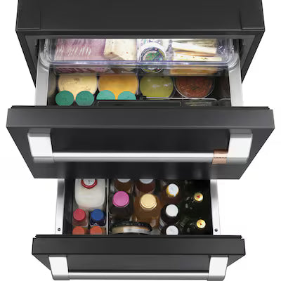 Cafe 5.7 cu. ft. Built-in Undercounter Dual-Drawer Refrigerator with Storage Options in Matte Black, Fingerprint Resistant