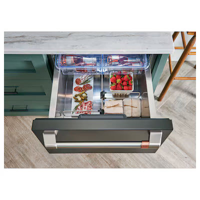 Cafe 5.7 cu. ft. Built-in Undercounter Dual-Drawer Refrigerator with Storage Options in Matte Black, Fingerprint Resistant