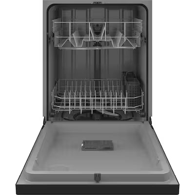 Lavavajillas empotrado GE Dry Boost de 24 pulgadas con control frontal (negro), nivel de sonido estándar de 60 decibeles