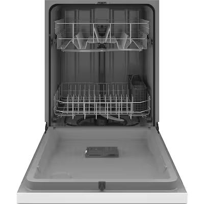 Lavavajillas empotrado GE Dry Boost de 24 pulgadas con control frontal (blanco), nivel de ruido estándar de 60 decibeles