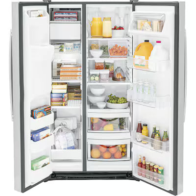 25.3 cu. ft. Side by Side Refrigerator in Fingerprint Resistant Stainless Steel, Standard Depth, ENERGY STAR