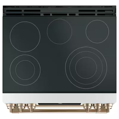 Cafe 30 in. 4 Burner Element Smart Slide-In Electric Range in Matte White with True Convection, Air Fry