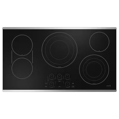 Cafe 36-in 5 burners Smooth Surface (Radiant) Stainless steel Smart Compatible Electric Cooktop with Bridge Element