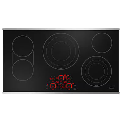 Cafe 36-in 5 burners Smooth Surface (Radiant) Stainless steel Smart Compatible Electric Cooktop with Bridge Element