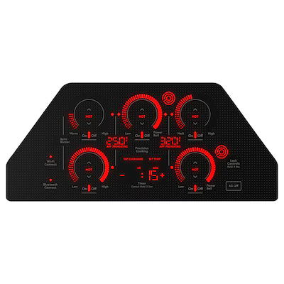 Cafe 30-in 5 burners Smooth Surface (Radiant) Black Smart Compatible Electric Cooktop with Bridge Element