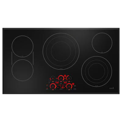 Cafe 36-in 5 burners Smooth Surface (Radiant) Black Smart Compatible Electric Cooktop with Bridge Element