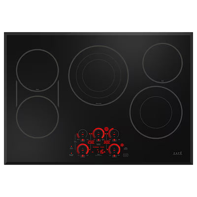 Cafe 30-in 5 burners Smooth Surface (Radiant) Black Smart Compatible Electric Cooktop with Bridge Element