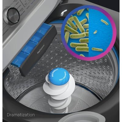 Profile 5.3 cu. ft. Top Load Washer in Sapphire Blue with Agitator, Adaptive SmartDispense and Built-In Wi-Fi by SmartHQ