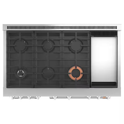 Cafe 48 in. 8.25 cu. ft. Smart Double Oven Dual Fuel Range with Self-Cleaning Convection Oven in Stainless Steel